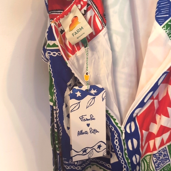 NWT FARM Rio Off White Pitta Colours Mini Dress - Picture 5 of 9